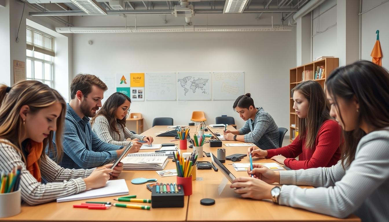 Student using a study guide to organize academic notes